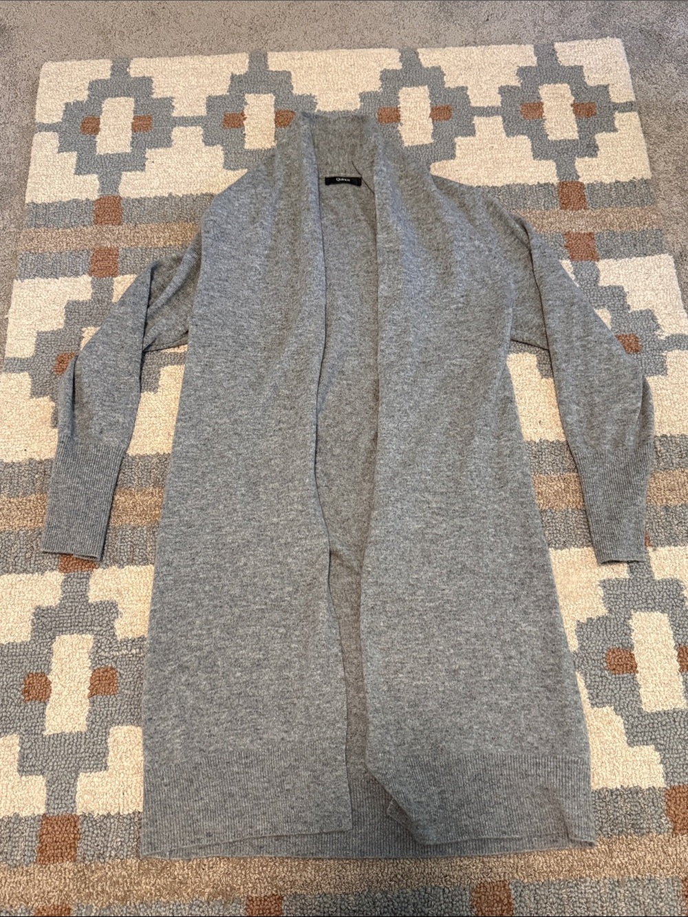 Quince Mongolian Cashmere Duster Cardigan Sweater Heather Grey Size M